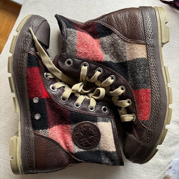 Converse x Woolrich Lumberjack Plaid Boots - M 6.5/W 8 - Picture 1 of 11